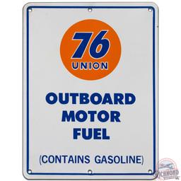 Union 76 Outboard Motor Fuel SS Porcelain Gas Pump Plate Sign