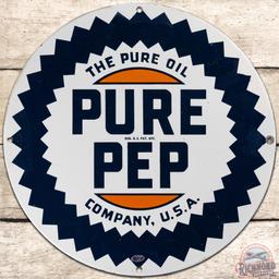 Pure Pep The Pure Oil Company 15" SS Porcelain Sign