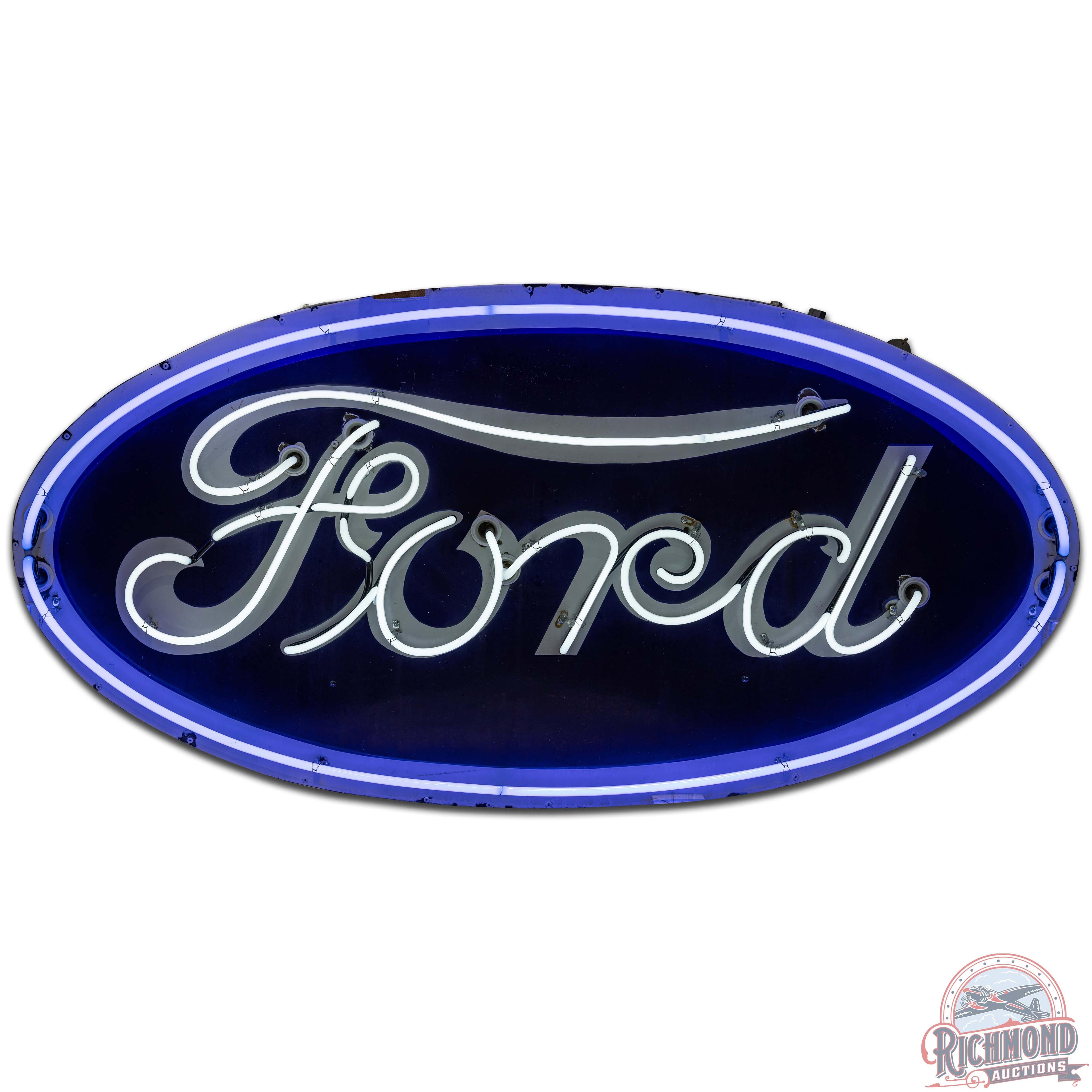 Ford Automobiles 6' SS Porcelain Neon Sign "Wide Border"