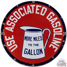 Use Associated Gasoline More Miles to the Gallon DS Porcelain Sign