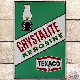 1974 Texaco Crystalite Kerosine SS Tin Gas Pump Plate Sign w/ New Logo