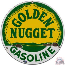 Golden Nugget Gasoline SS Porcelain Pump Plate Sign