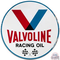 1968 Valvoline Racing Oil 30" DS Tin Sign w/ Checkered Flags