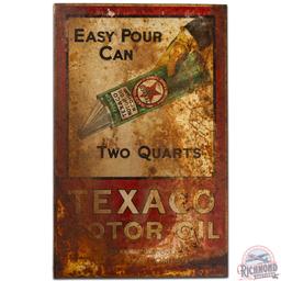 Easy Pour Can Texaco Motor Oil DS Tin Flange Sign