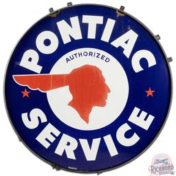 Pontiac Authorized Service 60" DS Porcelain Sign w/ Ring Full Feather