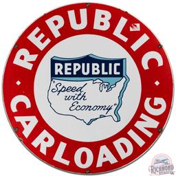 Republic Car Loading "Speed with Economy" SS Porcelain Sign