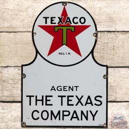 1933 Texaco Agent The Texas Company SS Porcelain Truck Keyhole Sign "Black T"