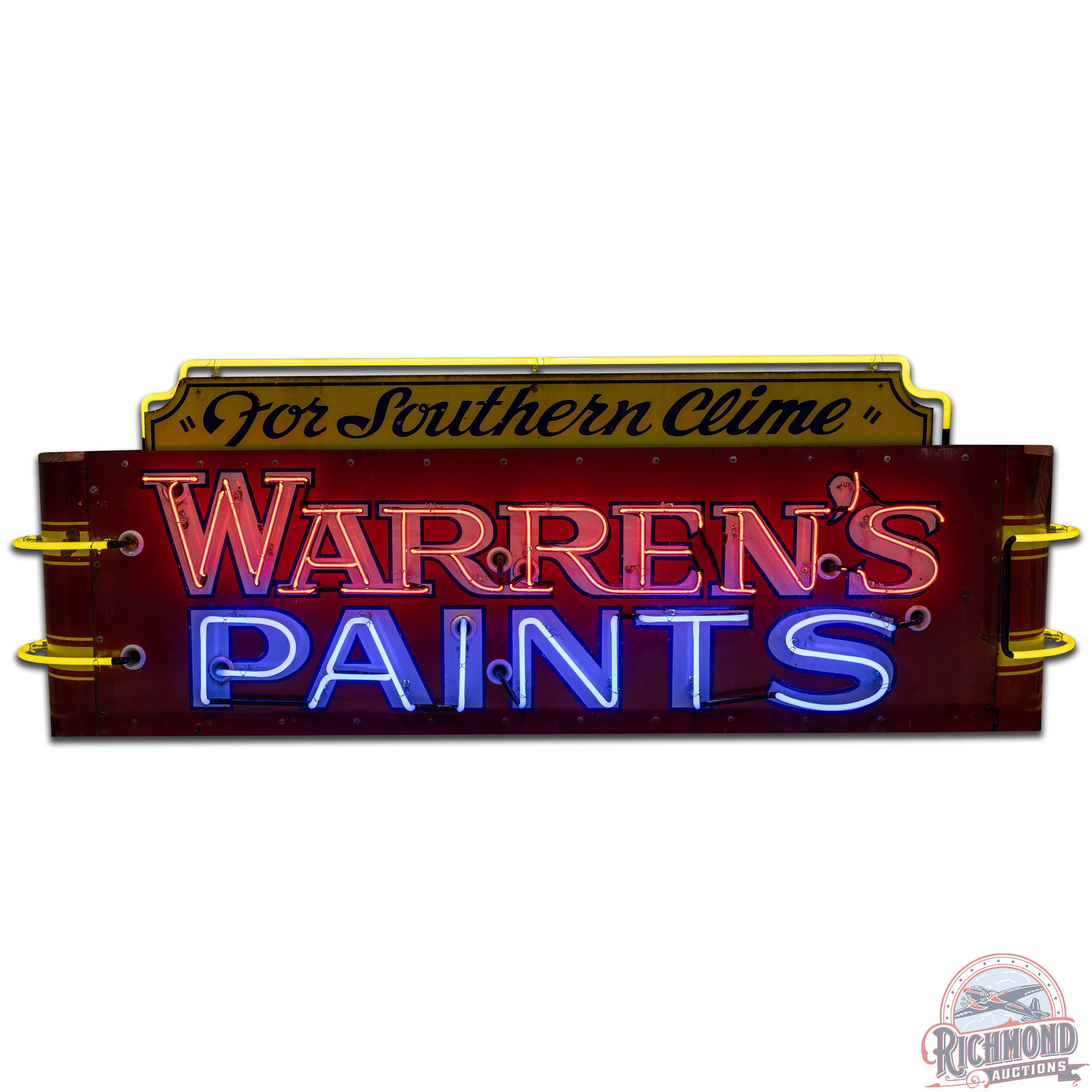 Warren's Paints "For Southern Clime" DS Porcelain Neon Sign