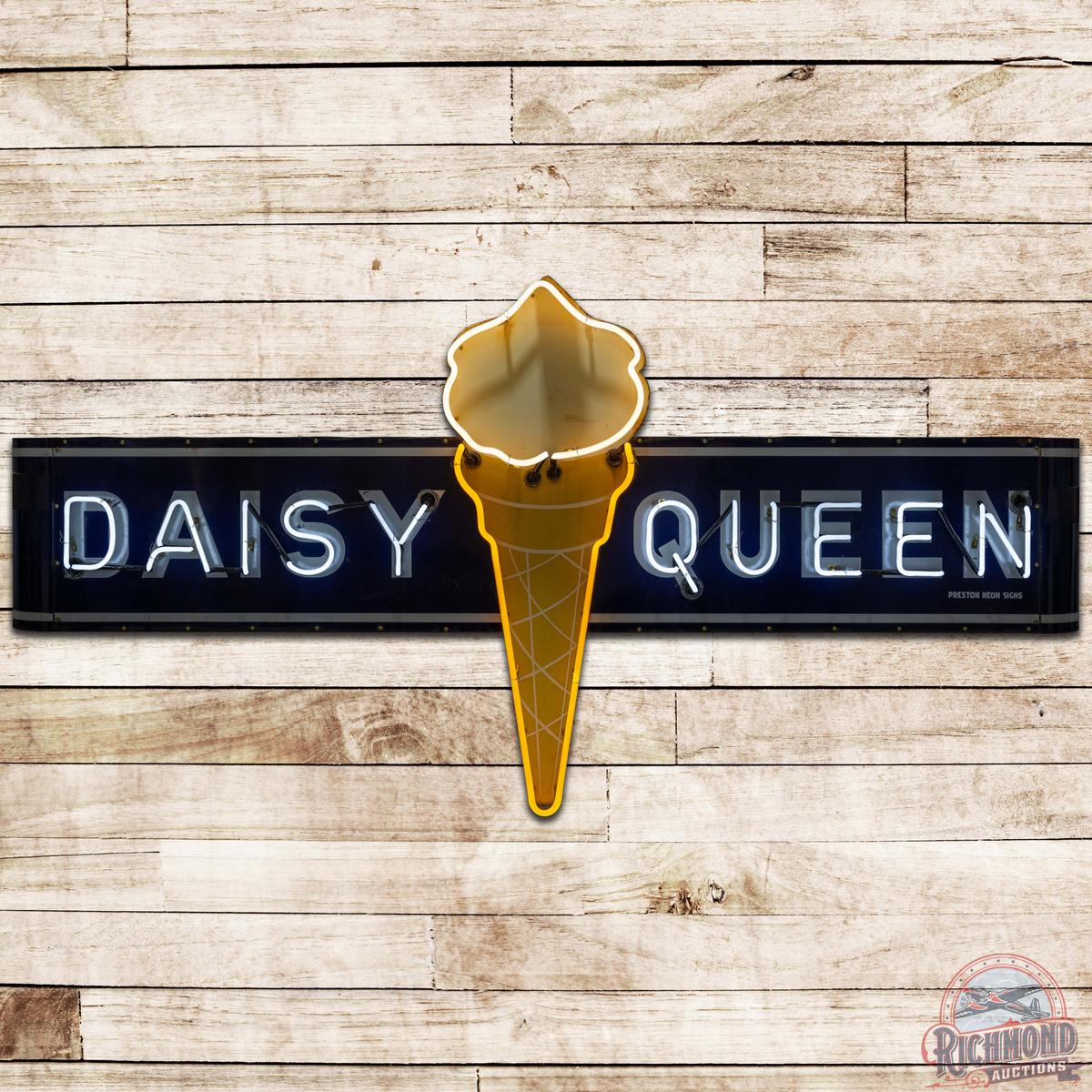 Daisy Queen Die Cut SS Porcelain Neon Sign w/ Ice Cream Cone