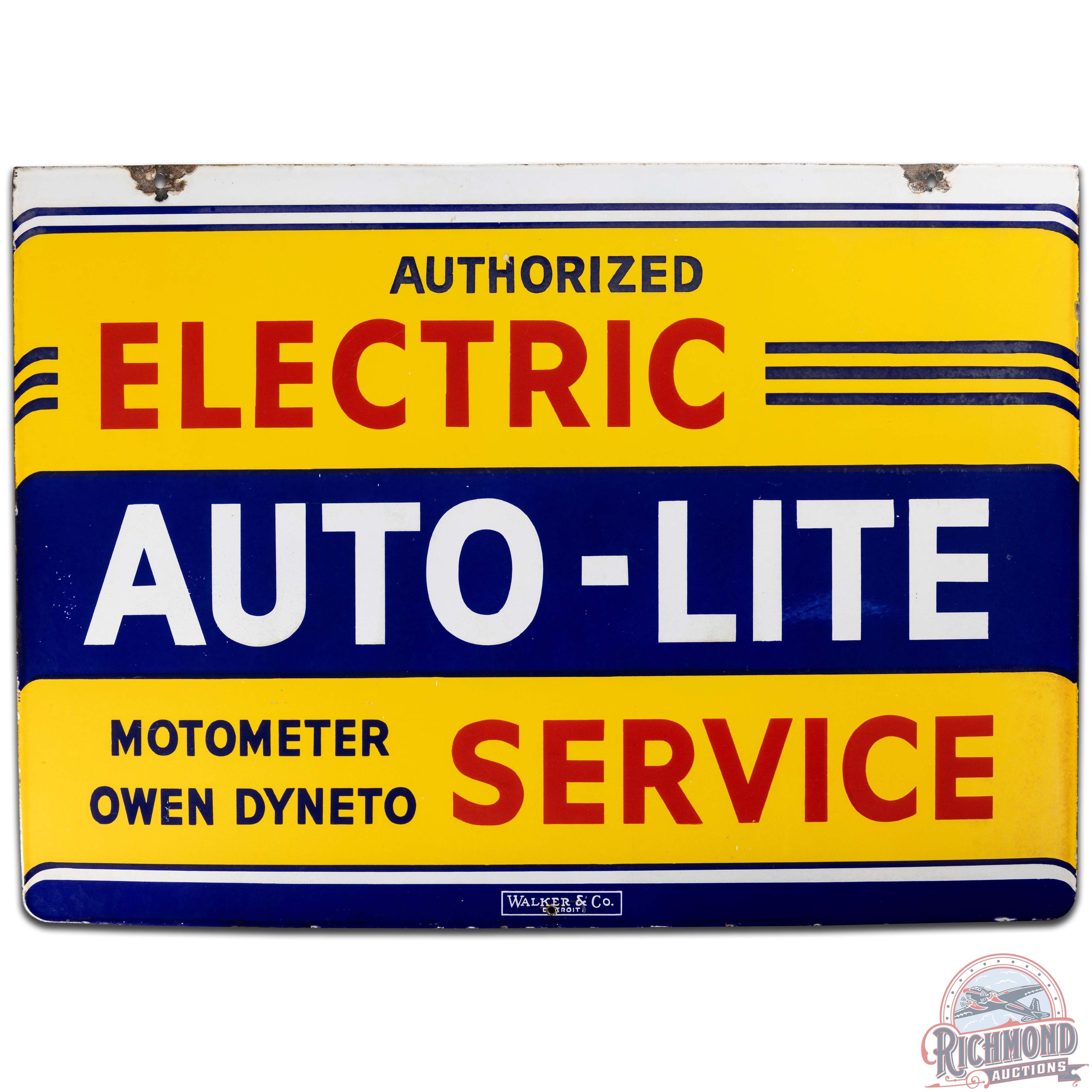 Authorized Electric Auto-Lite Service 36" DS Porcelain Sign