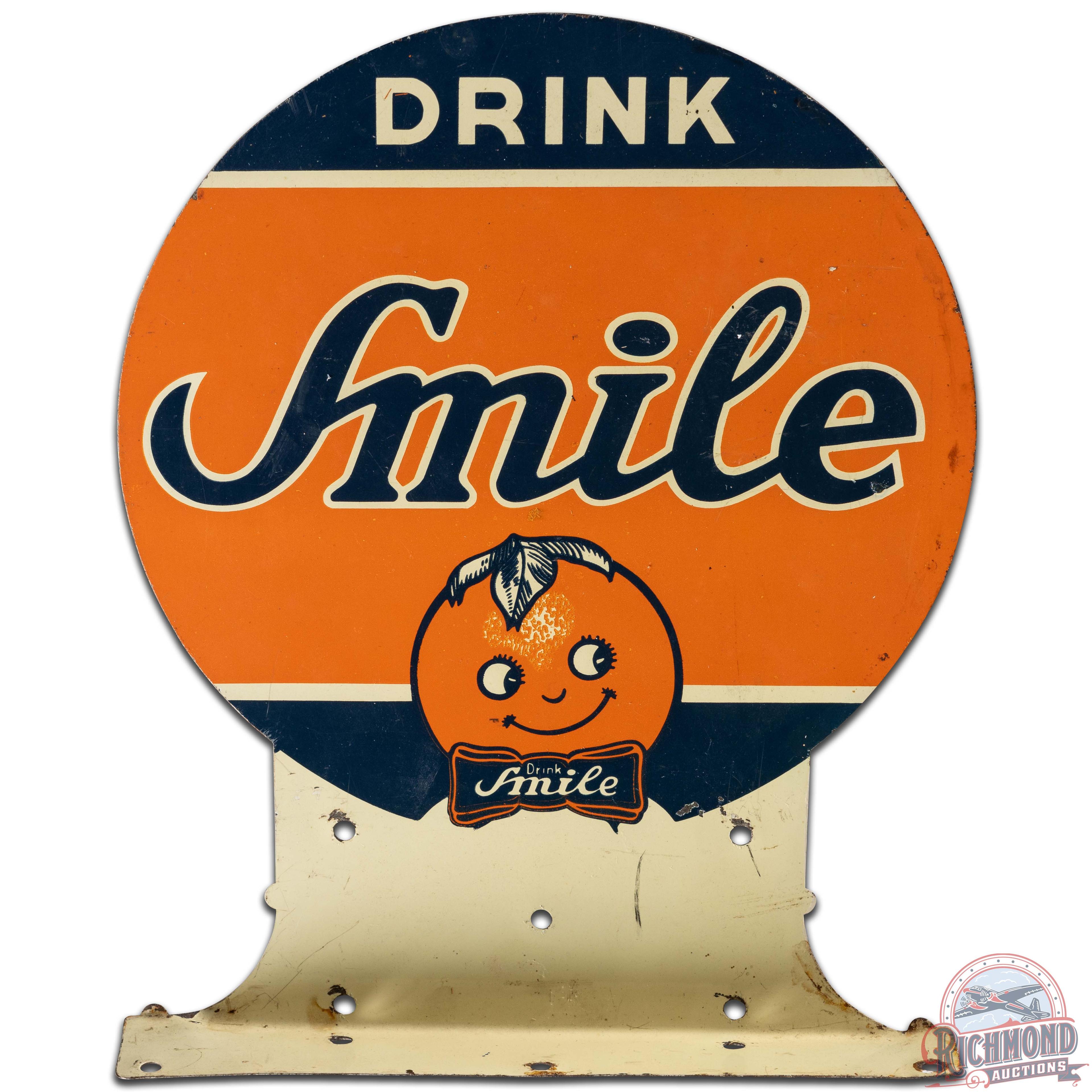 Drink Smile DS Tin Flange Sign w/ Orange Logo