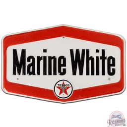 Texaco Marine White Emb. SS Tin Gas Pump Plate Sign w/ Logo