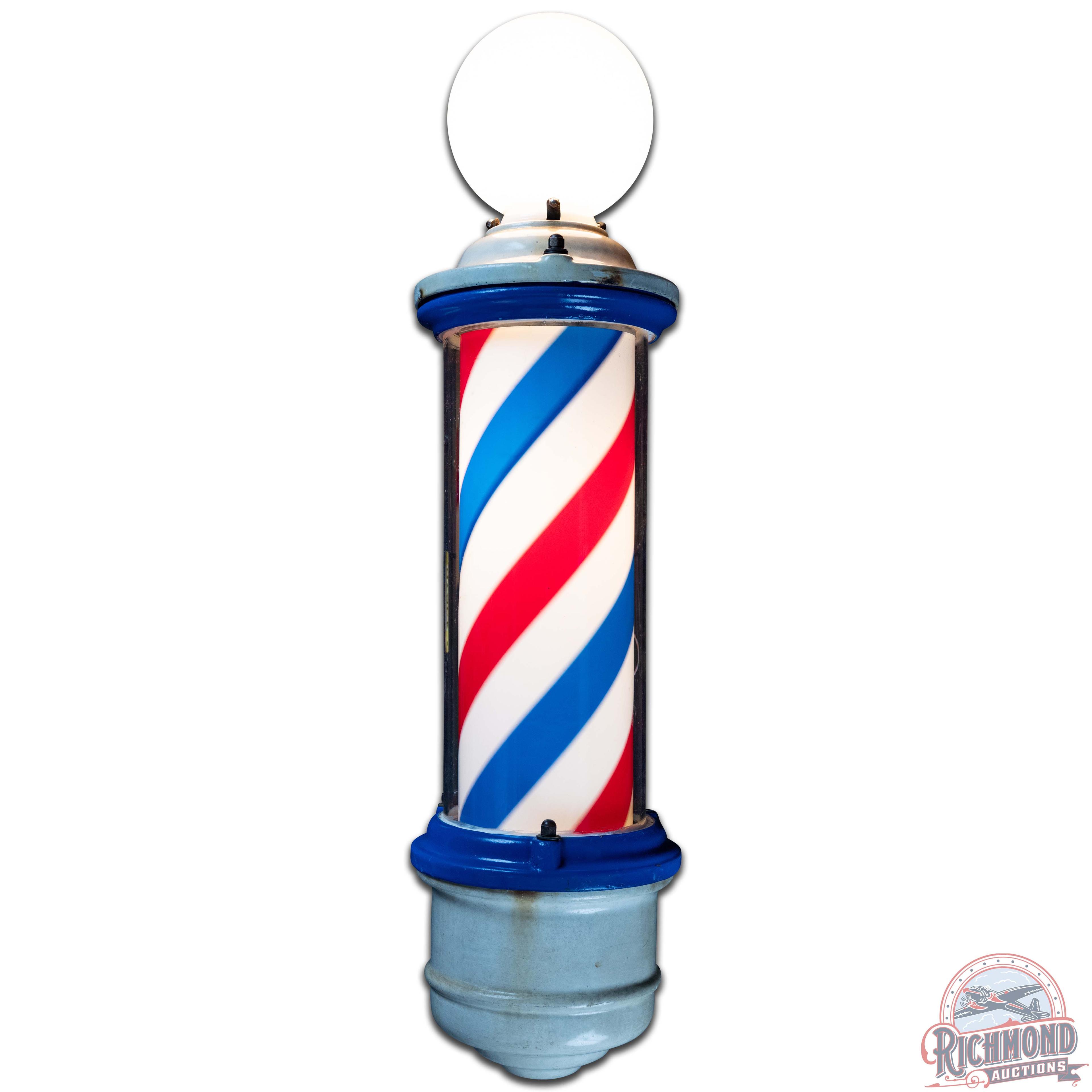 Lighted Wall Mount Glass Barber Pole with Motion