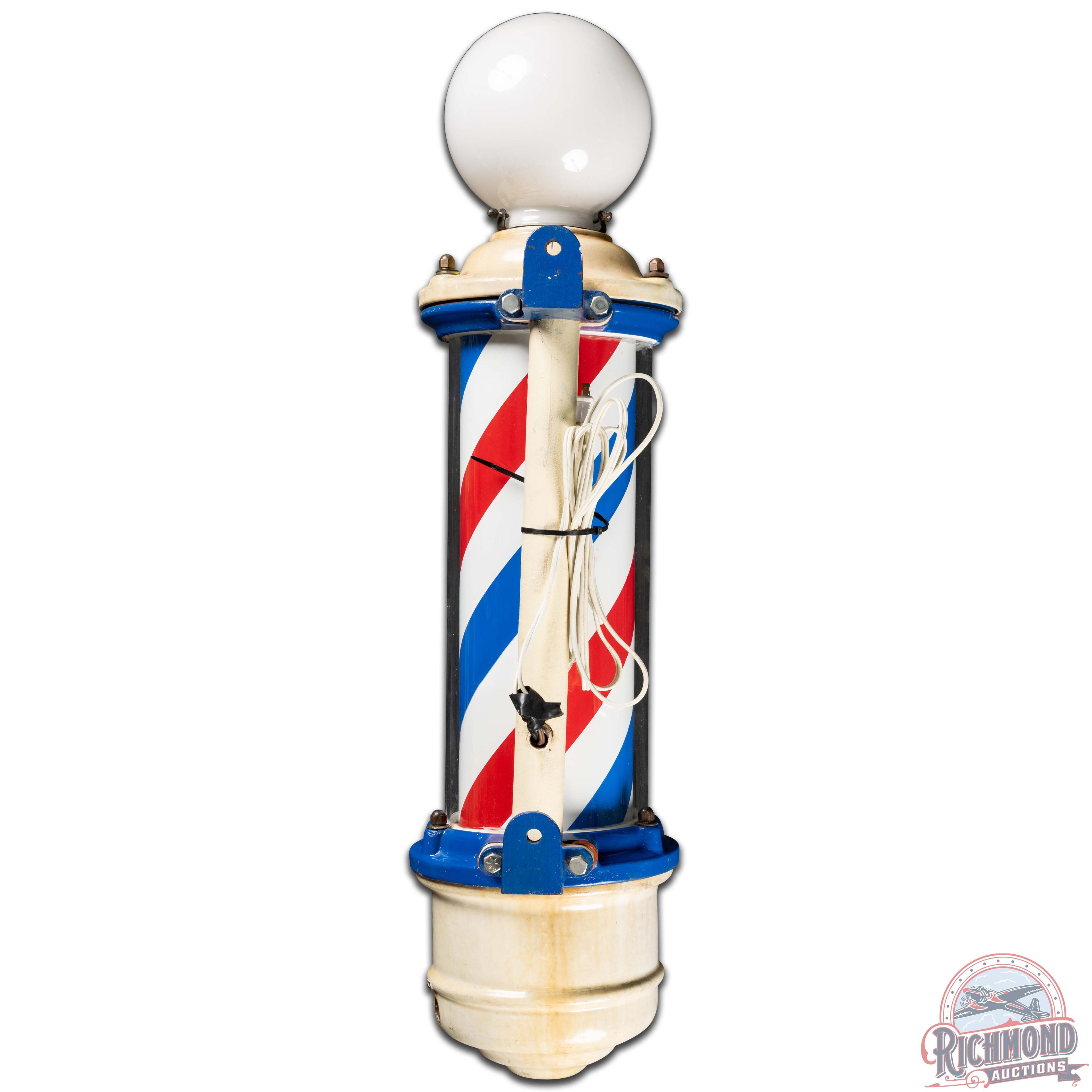 Lighted Wall Mount Glass Barber Pole with Motion