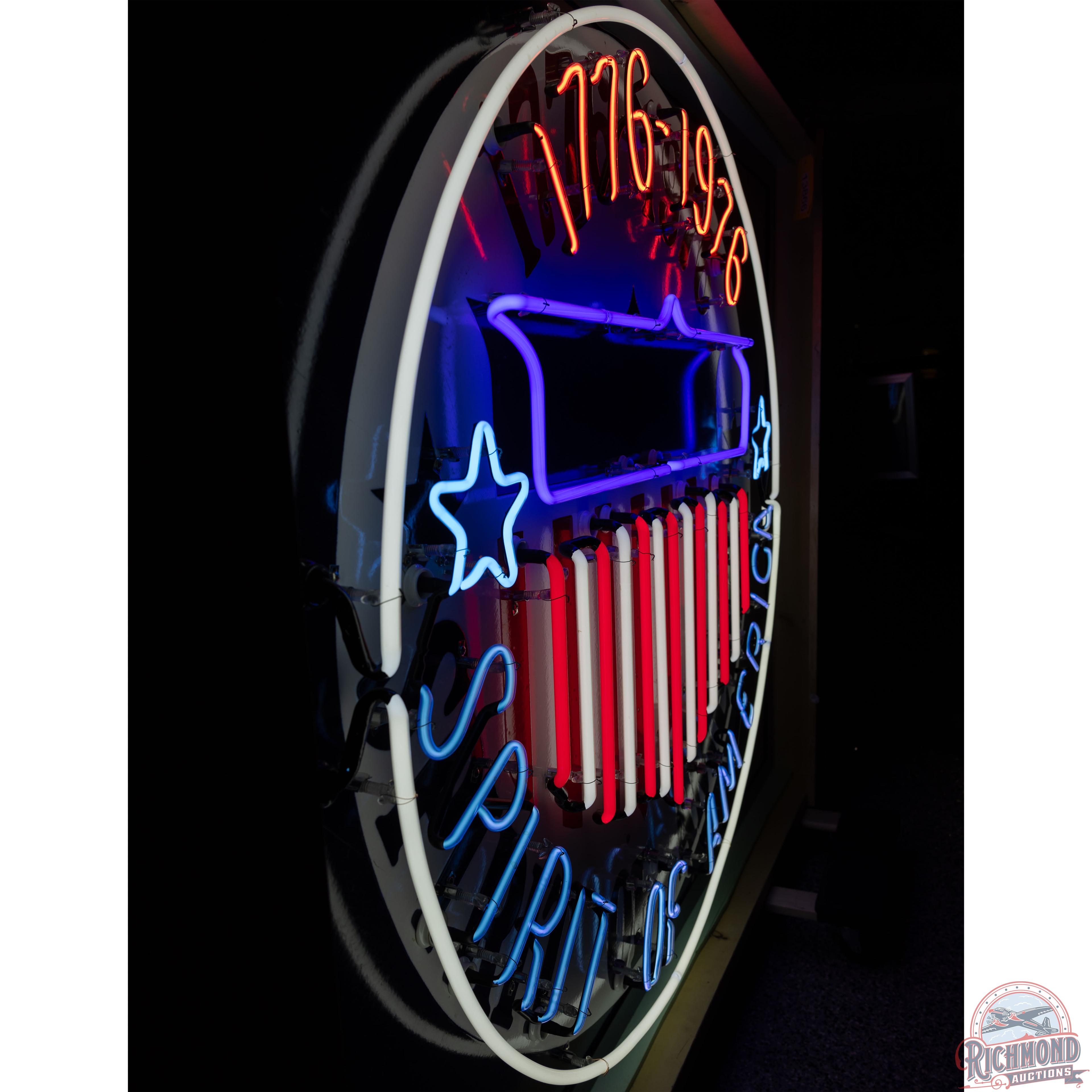 Spirit of America 1776-1976 SS Porcelain Neon Sign w/ Shield Logo