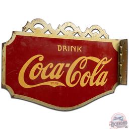 1935 Drink Coca Cola Die Cut DS Tin Flange Sign