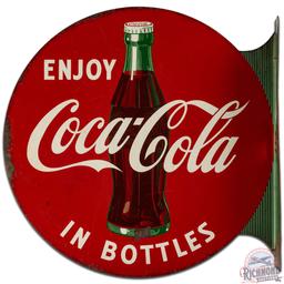 1954 Enjoy Coca Cola in Bottles DS Tin Flange Sign w/ Bottle