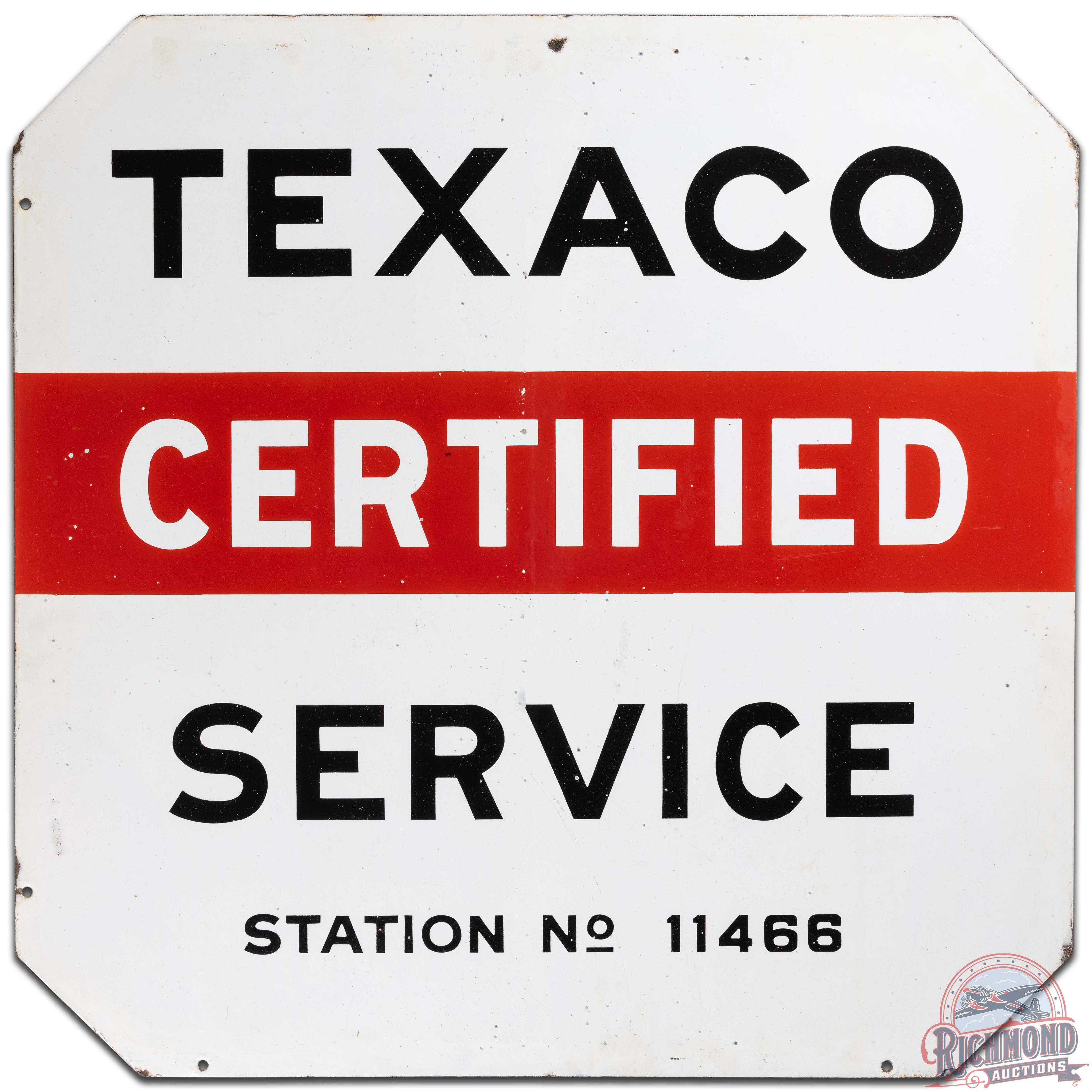 Texaco Certified Service Station DS Porcelain Sign