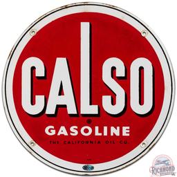 Calso Gasoline California Oil Co. SS Porcelain Gas Pump Plate Sign