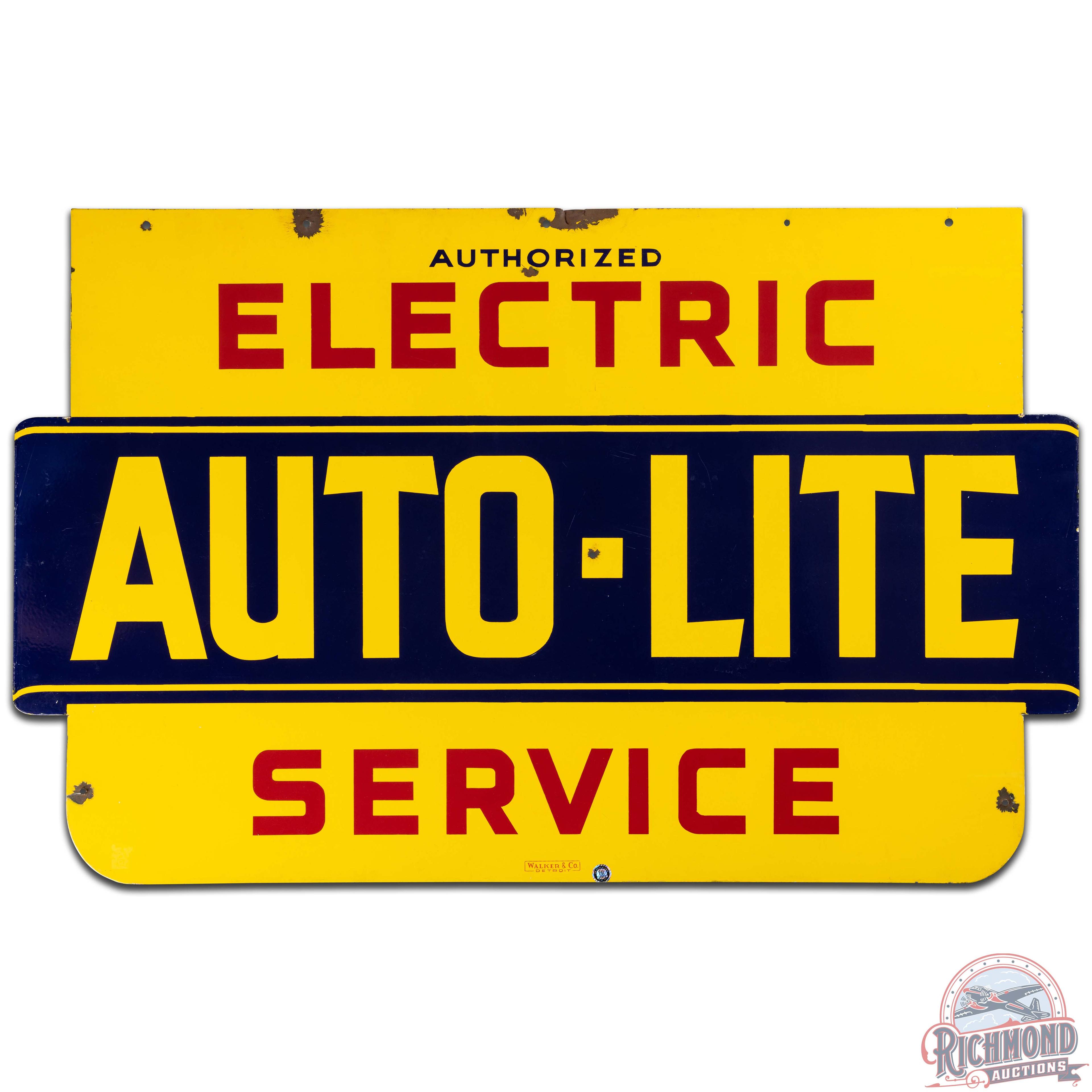 Auto-Lite Electric Service Die Cut DS Porcelain Sign