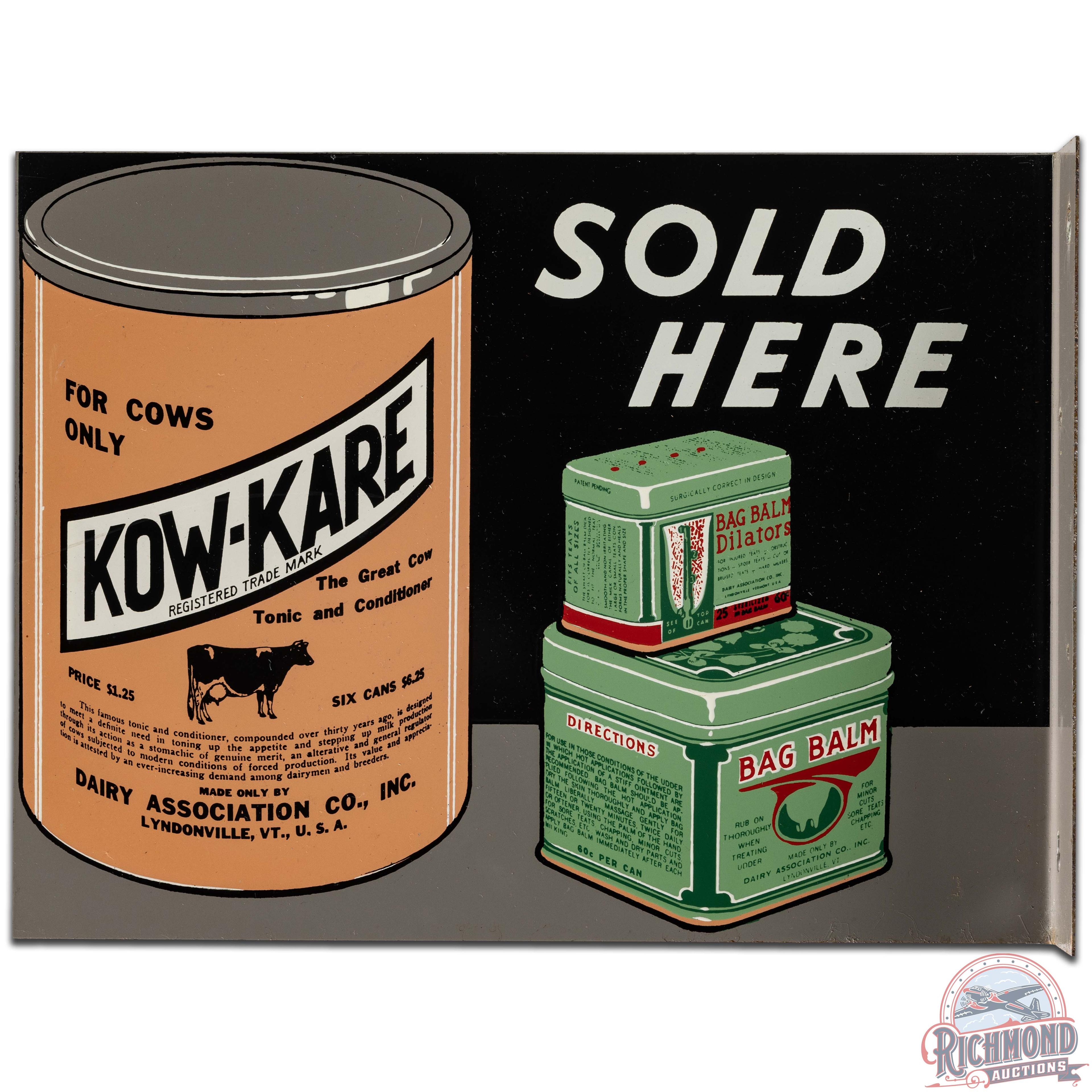 NOS Kow Kare Sold Here DS Tin Flange Sign