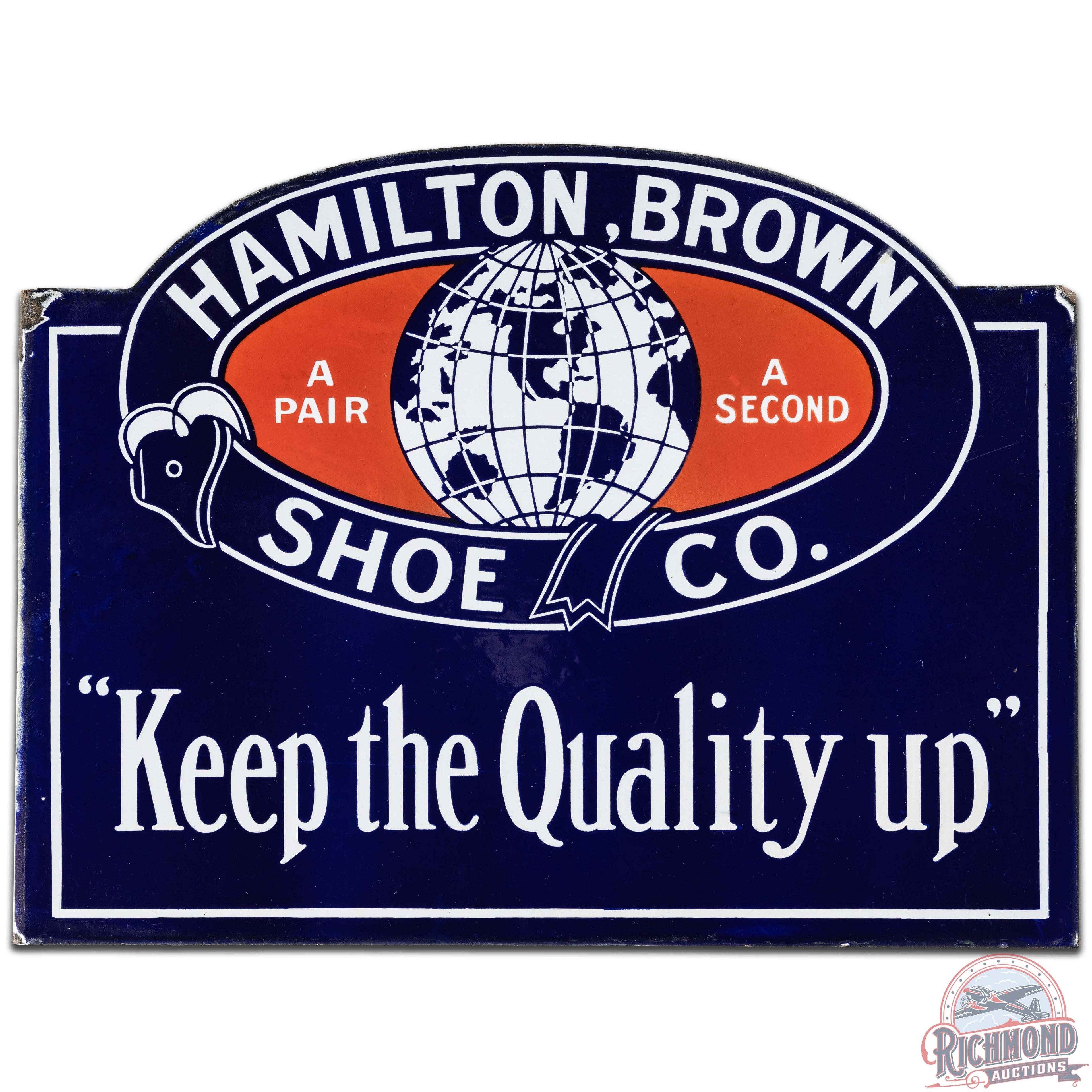 Hamilton Brown Shoe Co. DS Porcelain Flange Sign