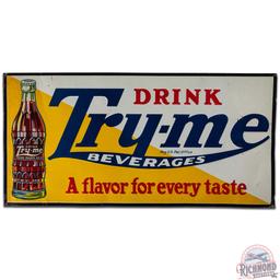 Drink Try Me Beverages Emb. SS Tin Sign w/ Bottle