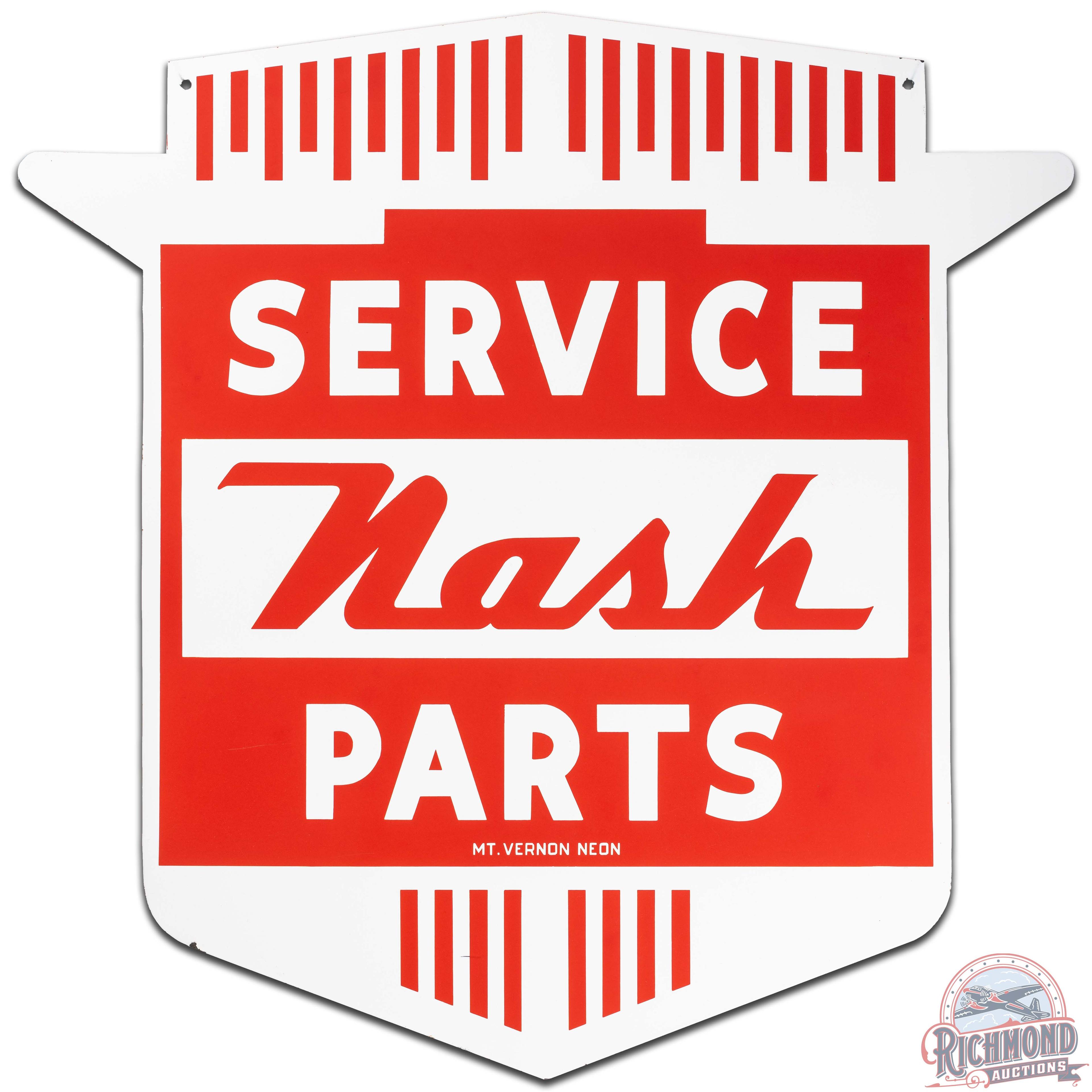 Nash Service Parts 46" Die Cut DS Porcelain Sign