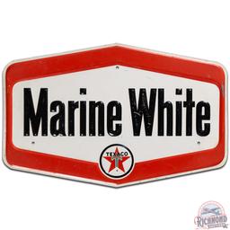 Texaco Marine White Embossed SS Tin Gas Pump Plate Sign