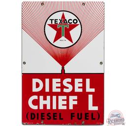 1955 Texaco Diesel Chief L SS Porcelain Gas Pump Plate Sign