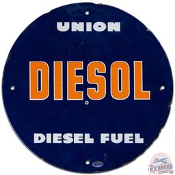 Union 76 Diesol Diesel Fuel SS Porcelain Gas Pump Plate Sign