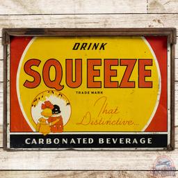 Drink Squeeze "That Distinctive" Beverage 30" Embossed SS Tin Sign w/ Kids