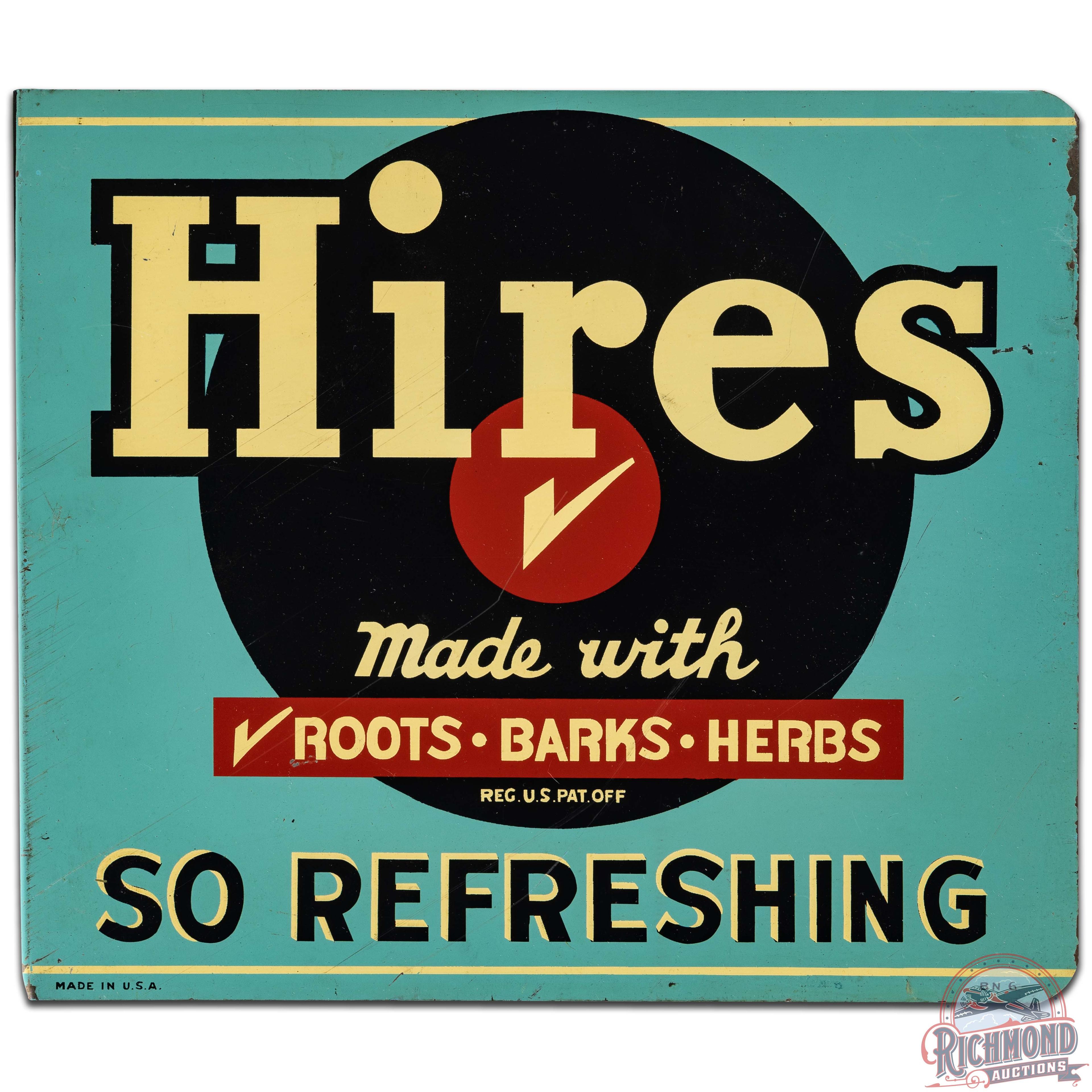 Hires Root Beer "So Refreshing" DS Tin Flange Sign