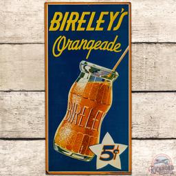 Bireley's Orangeade 5 Cents Embossed SS Tin Sign w/ Bottle
