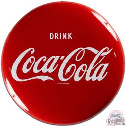 NOS 1953 Drink Coca Cola 16" SS Tin Button Sign