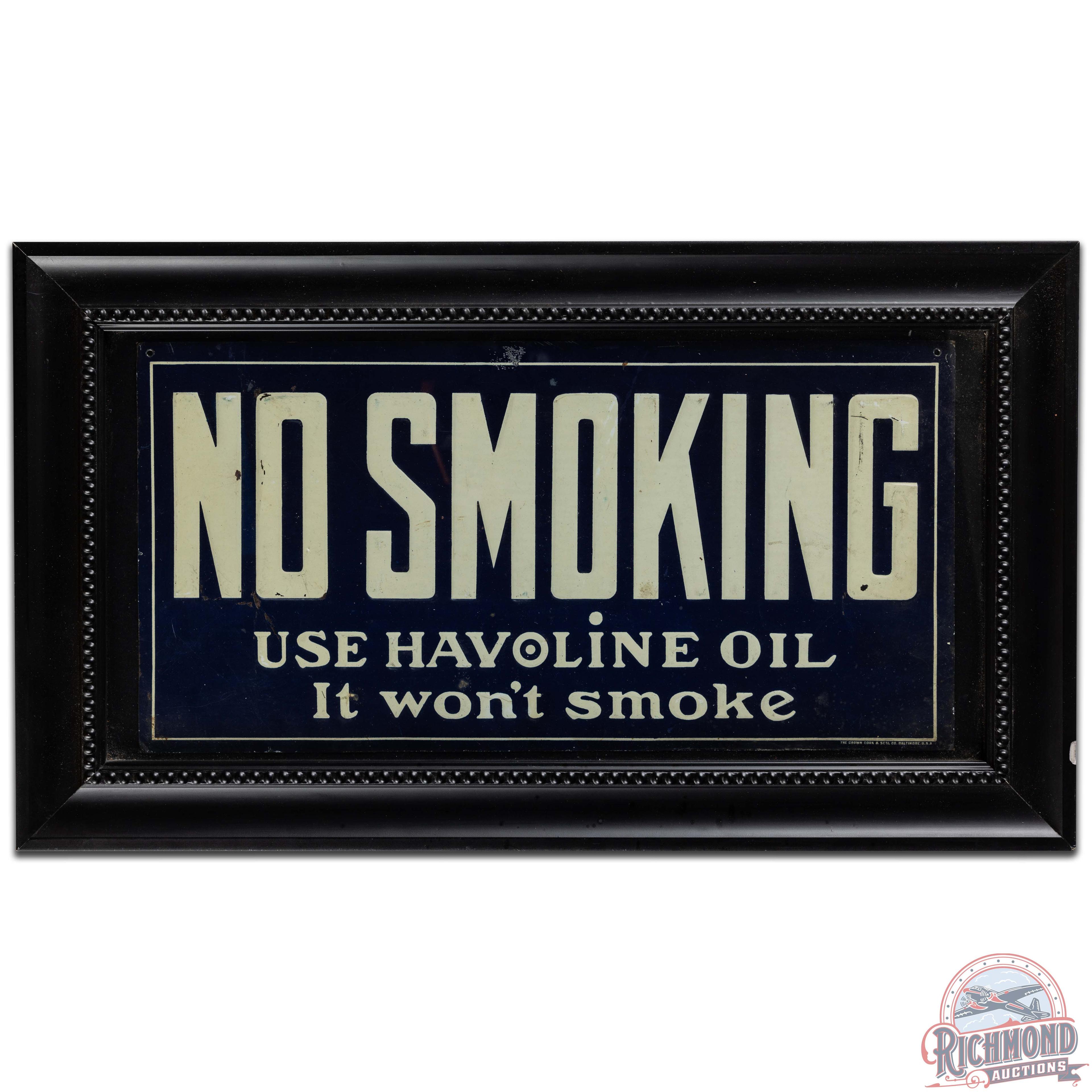 No Smoking Use Havoline Oil It Won't Smoke Embossed SS Tin Sign