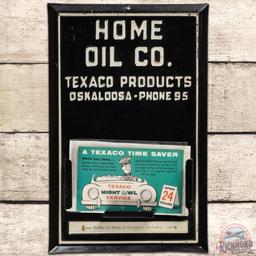 Home Oil Co. Texaco Products Oskaloosa Iowa Embossed SS Tin Sign