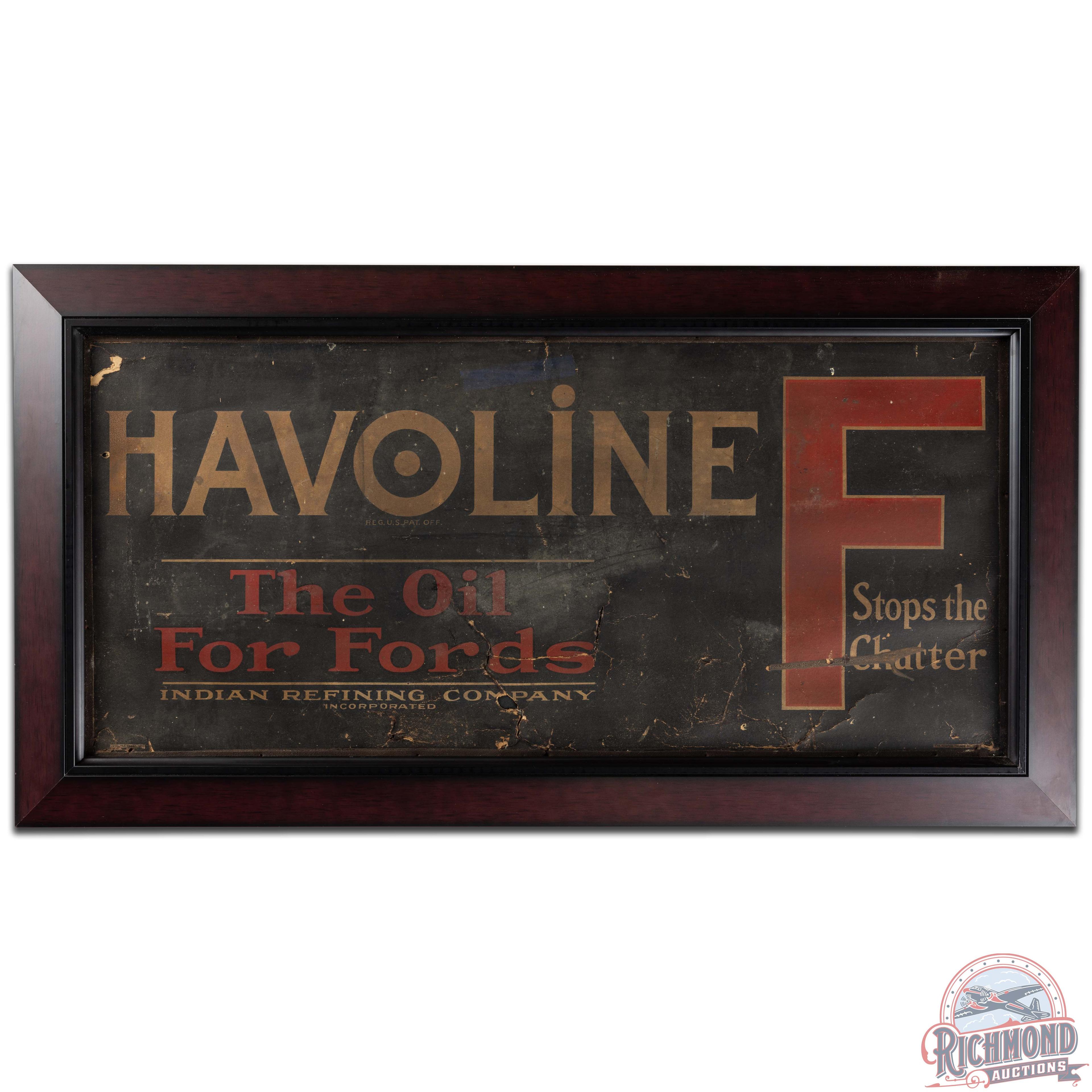 Havoline The Oil for Fords Indian Refining Framed Masonite Sign