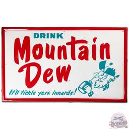 1964 Drink Mountain Dew 60" SS Tin Sign w/ Hillbilly