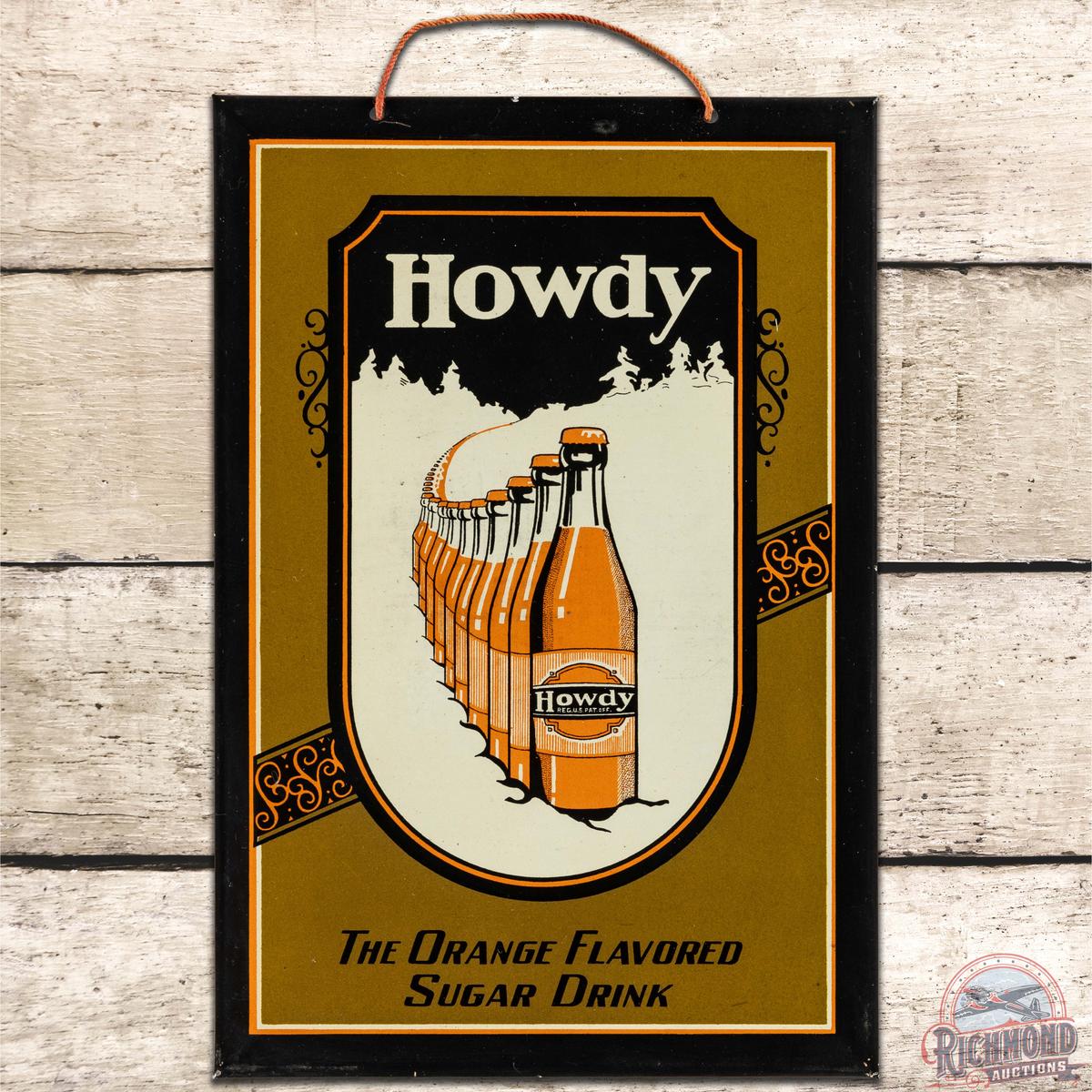 Howdy Orange Flavored Sugar Drink SS Tin Sign w/ Bottles