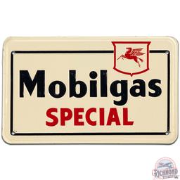 Mobilgas Special Emb. SS Tin Gas Pump Plate Sign w/ Pegasus