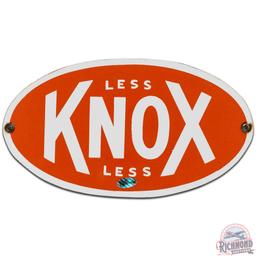 Knox Less Gasoline SS Porcelain Pump Plate Sign
