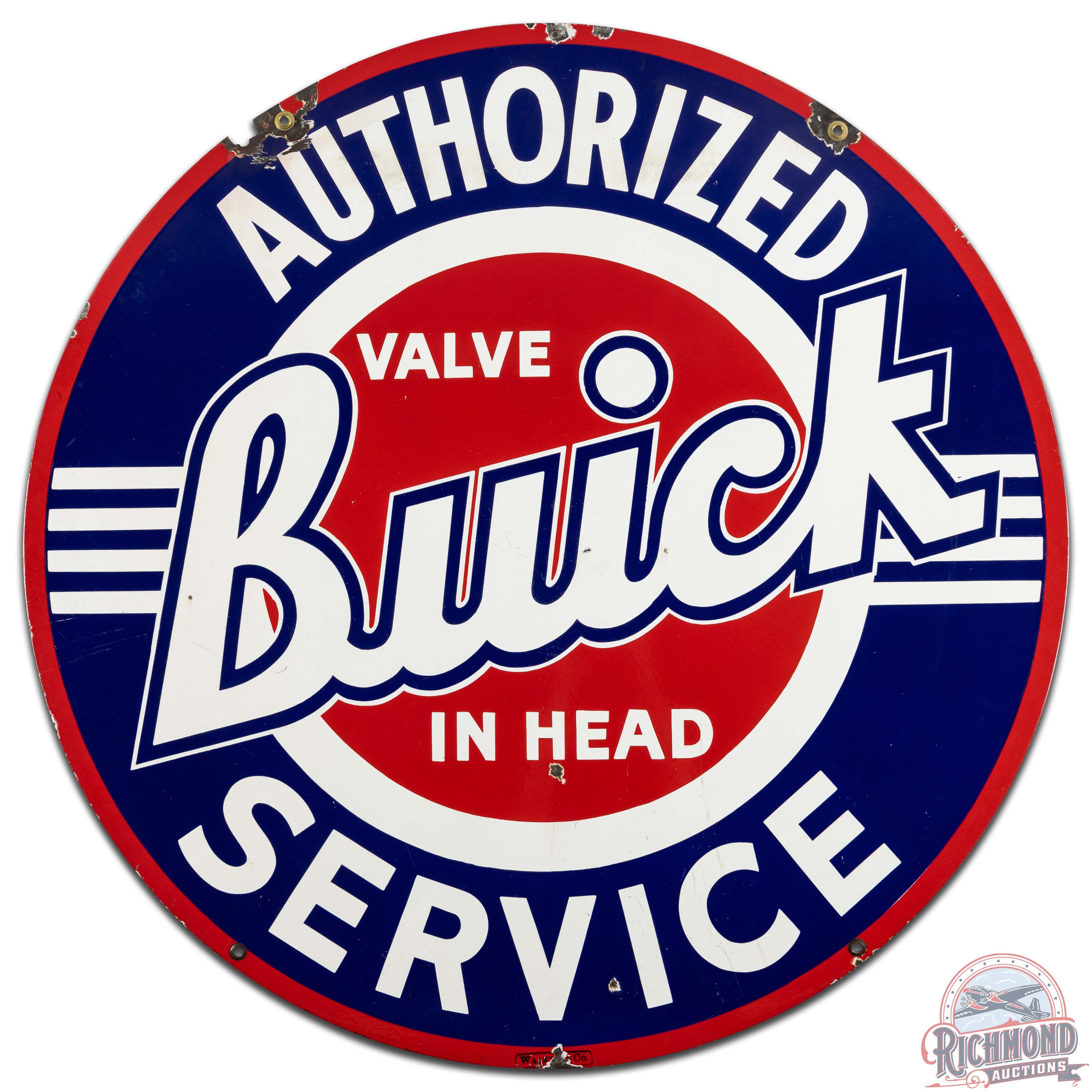 Authorized Buick Valve in Head Service 42" DS Porcelain Sign