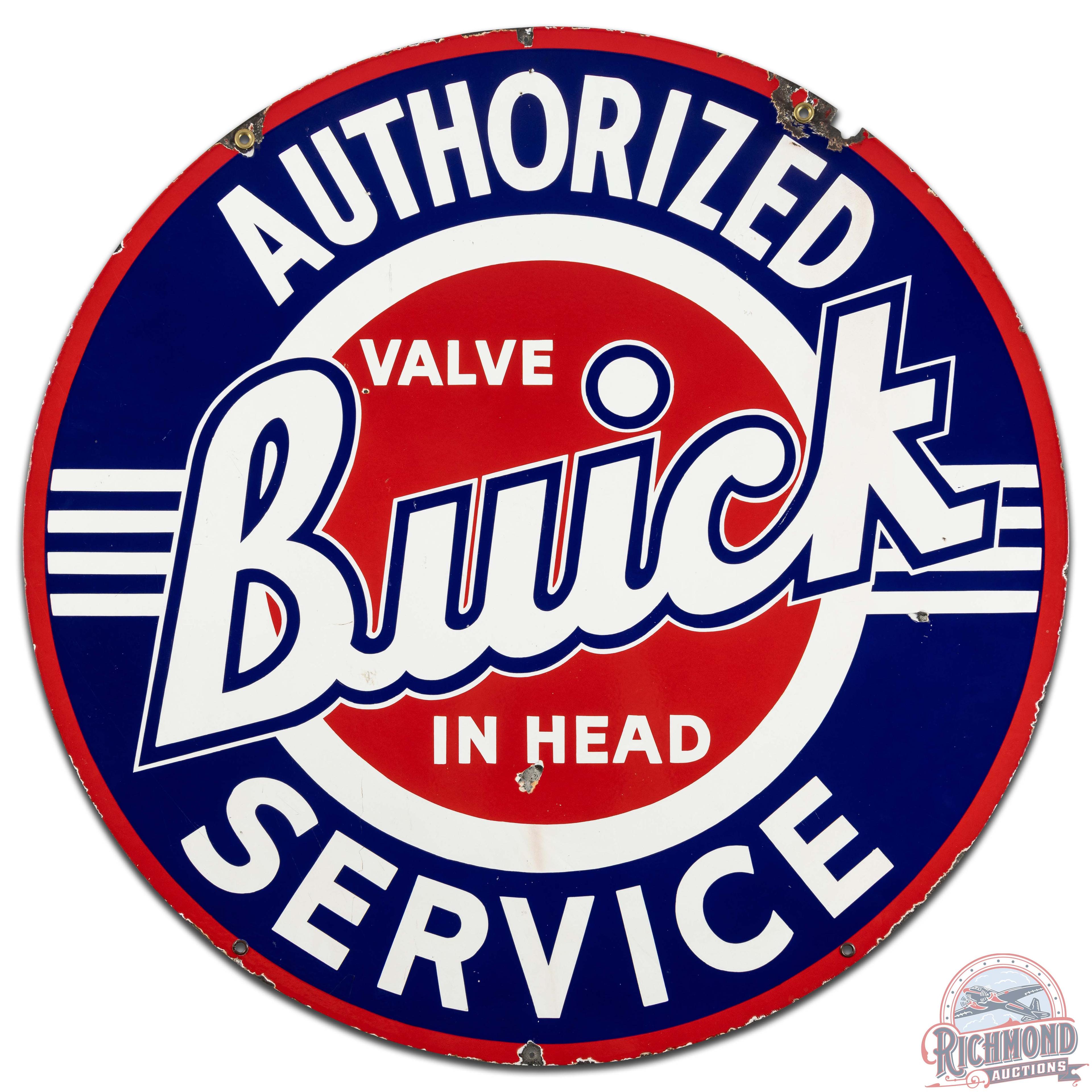 Authorized Buick Valve in Head Service 42" DS Porcelain Sign