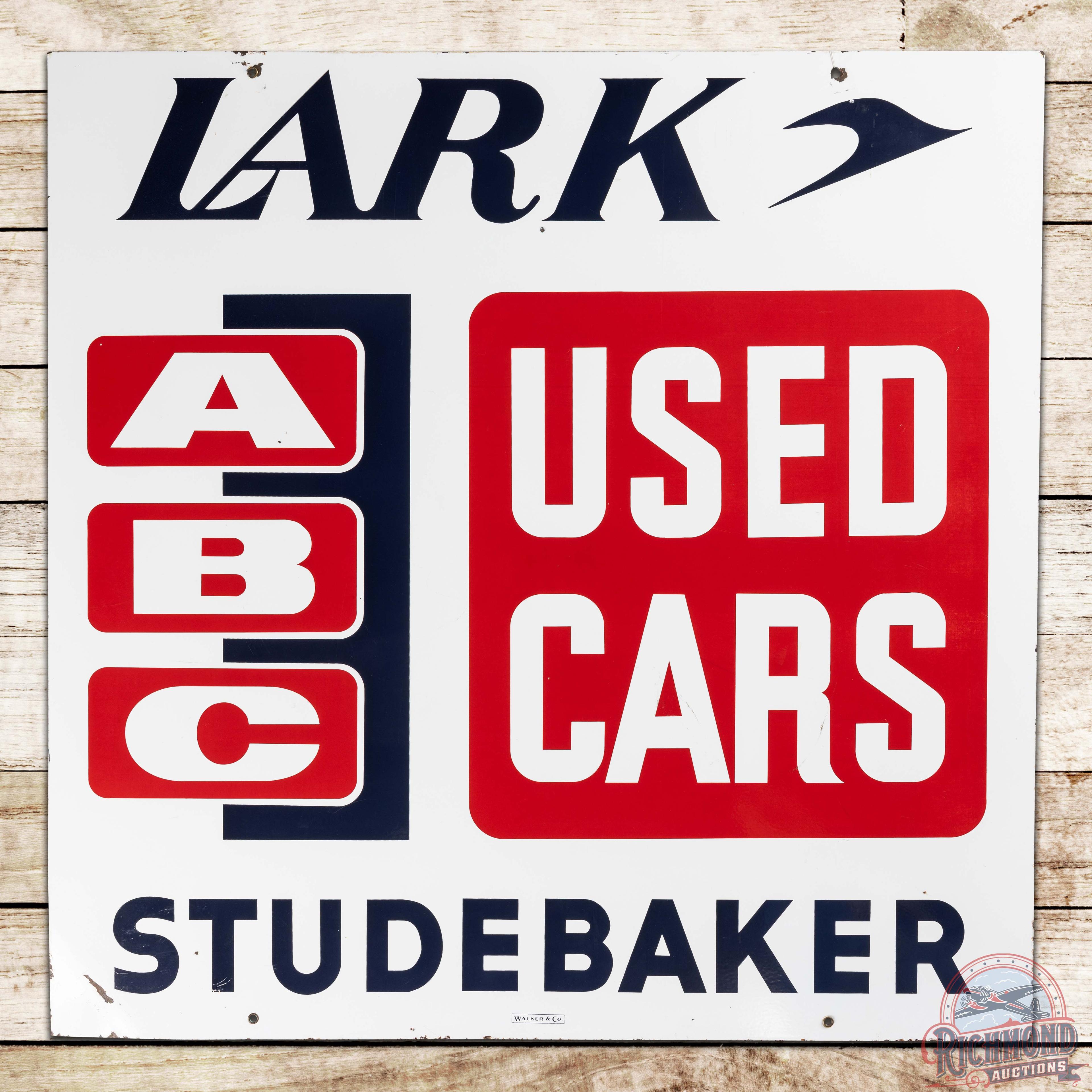 Studebaker Lark ABC Used Cards 42" Double Sided Porcelain Sign