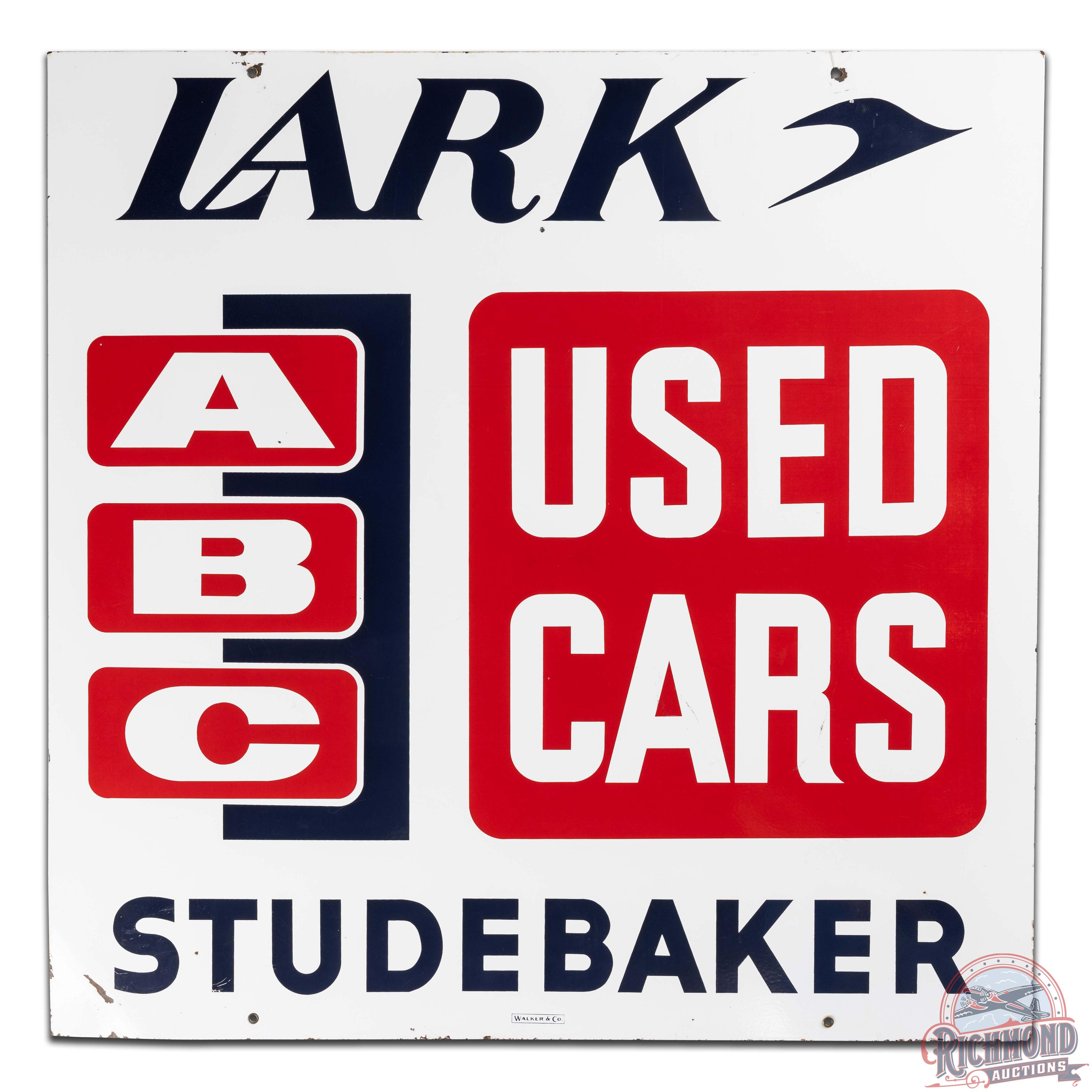 Studebaker Lark ABC Used Cards 42" Double Sided Porcelain Sign