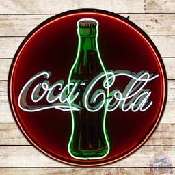 1930s Coca-Cola Single Sided Tin Neon Sign w/ Bottle