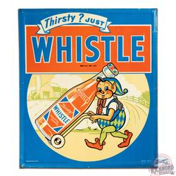 Thirsty? Just Whistle Emb. Single Sided Tin Sign w/ Elf & Bottle