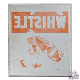 Thirsty? Just Whistle Emb. Single Sided Tin Sign w/ Elf & Bottle