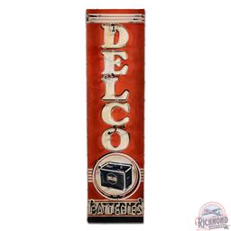 1950 Delco Batteries Vertical Single Sided Tin Neon Sign